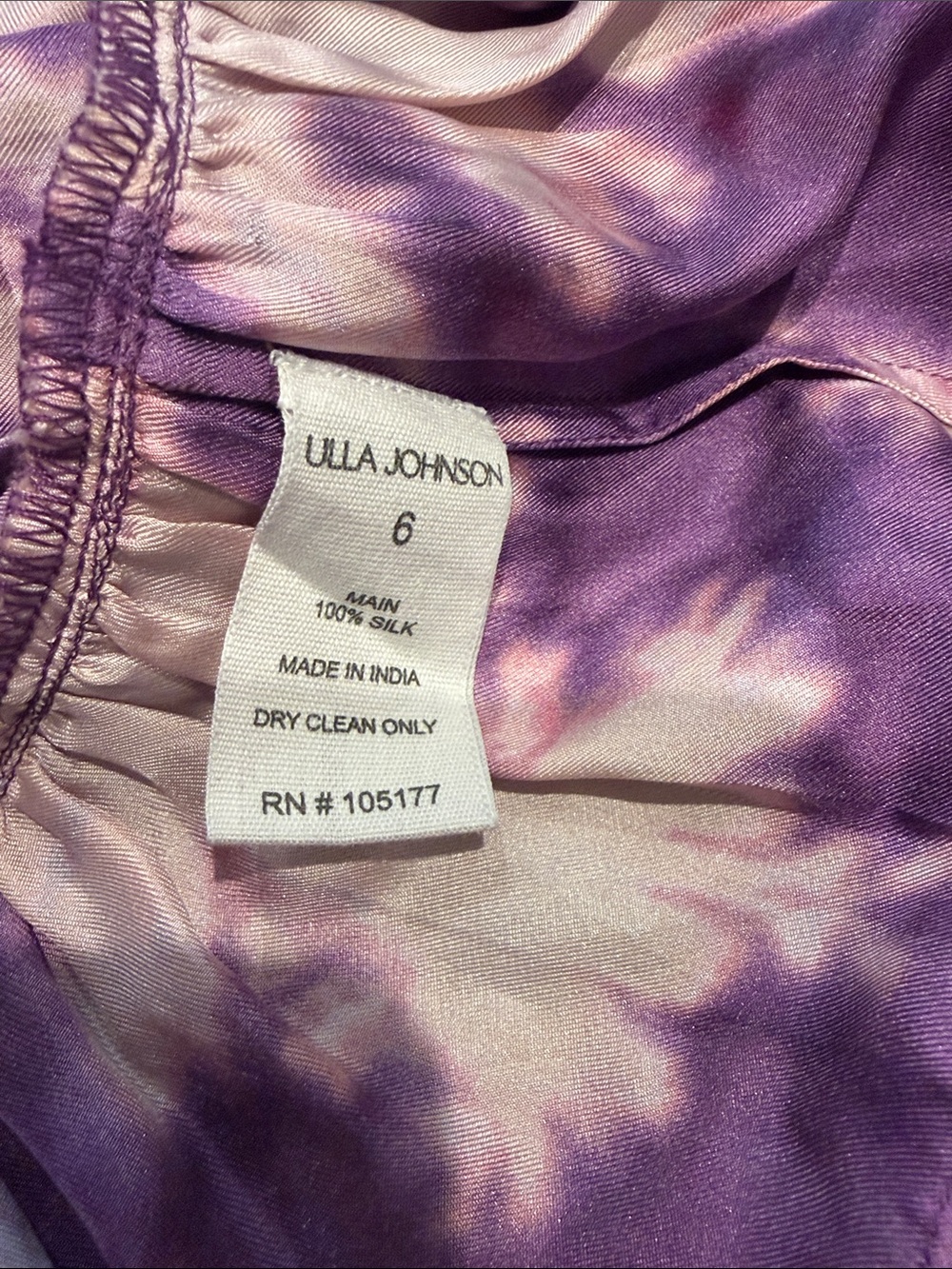 Ulla Johnson Purple and Cream Tie-Dye Ruffle Dress - Picture 3 of 6